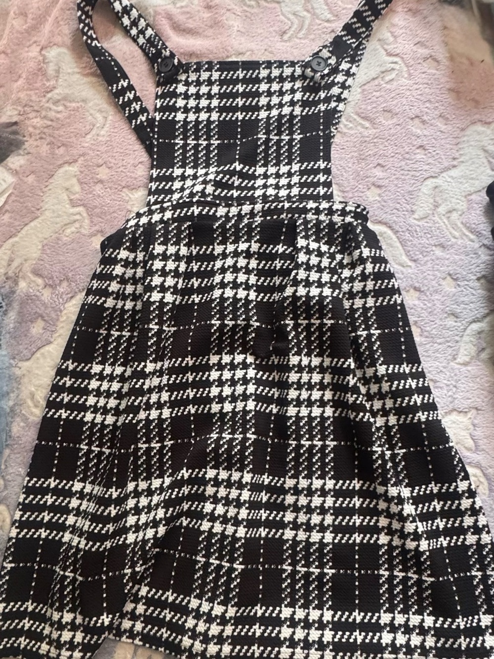 Black and White Houndstooth Pinafore Dress